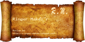 Ringer Makár névjegykártya